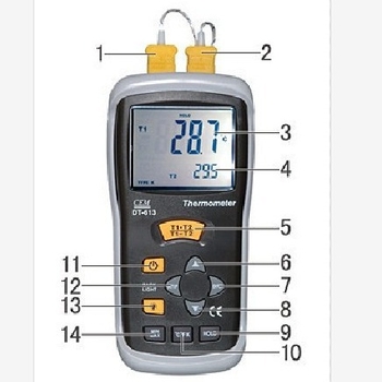 Двуканален инфрачерен термометър, ръчен безконтактен измервател на температура, диапазон -200 до 1372 °C