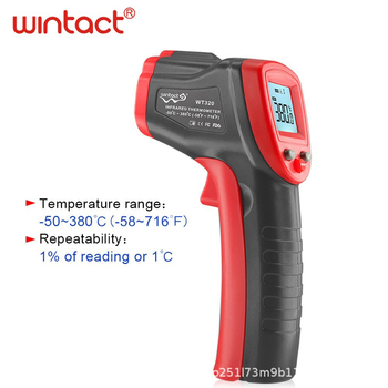 WT320 инфрачервен ръчен термометър – индустриален клас, 0,5 s време за реакция, LCD дисплей, захранване с AA батерия