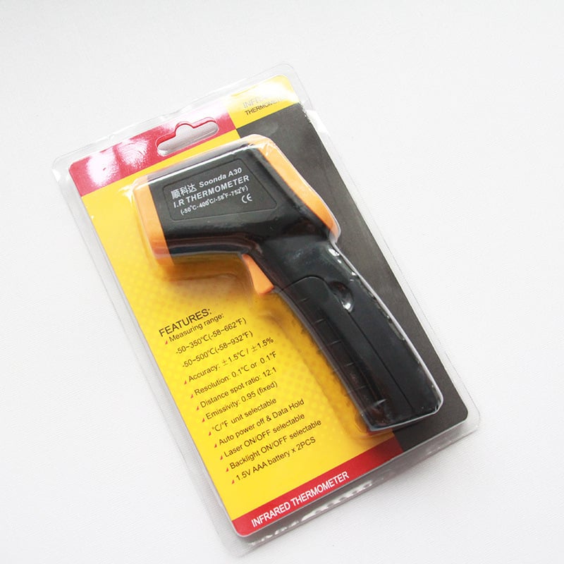 Infravörös hőmérő pisztoly zondás hőmérővel – műanyag eszköz DIY aromaterápiás gyertya készítéséhez