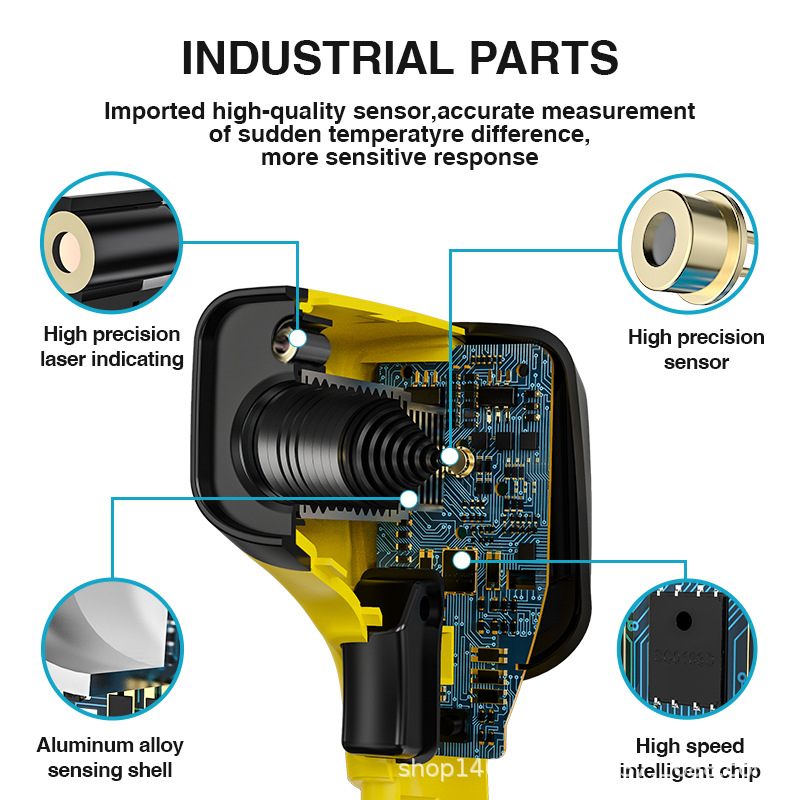Infravörös hőmérő ipari és kereskedelmi felhasználásra, kézi olajhőmérséklet-mérő készülék, magas precizitású, konyhai és HVAC alkalmazásokhoz
