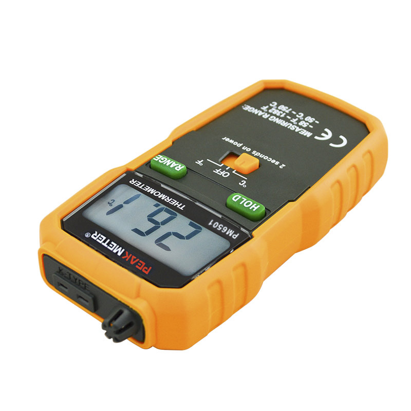 PEAKMETER PM6501 termometar s termoparom, industrijski kontaktni termometar, digitalni zaslon, visoka preciznost, -50…600 °C, točnost ±0.5%+1 °C, rezolucija 0.1 °C