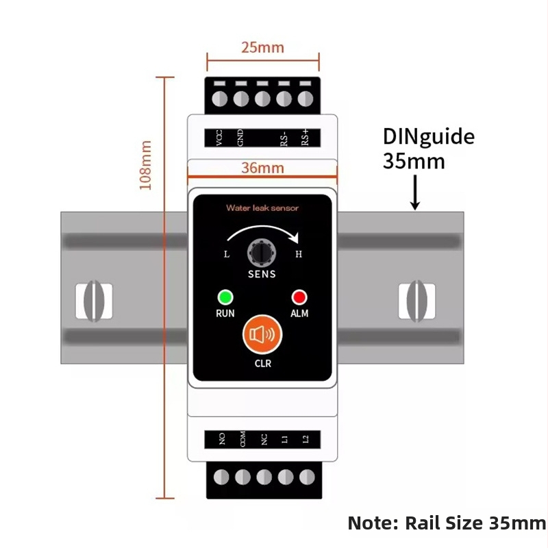 Dinamikus hurk-monitorozó rendszerhez tervezett elektronikus vízszivárgás-detektor, nagy érzékenységű riasztás, rirans, -40 °C-tól 60 °C-ig, 5–95% RH