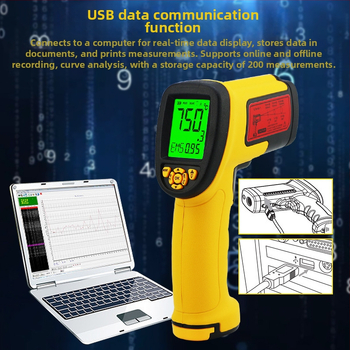 AS882 безконтактен инфрачервен термометър за индустриална употреба – диапазон -50°C до 1650°C, 0,5 s време за реакция, LCD дисплей