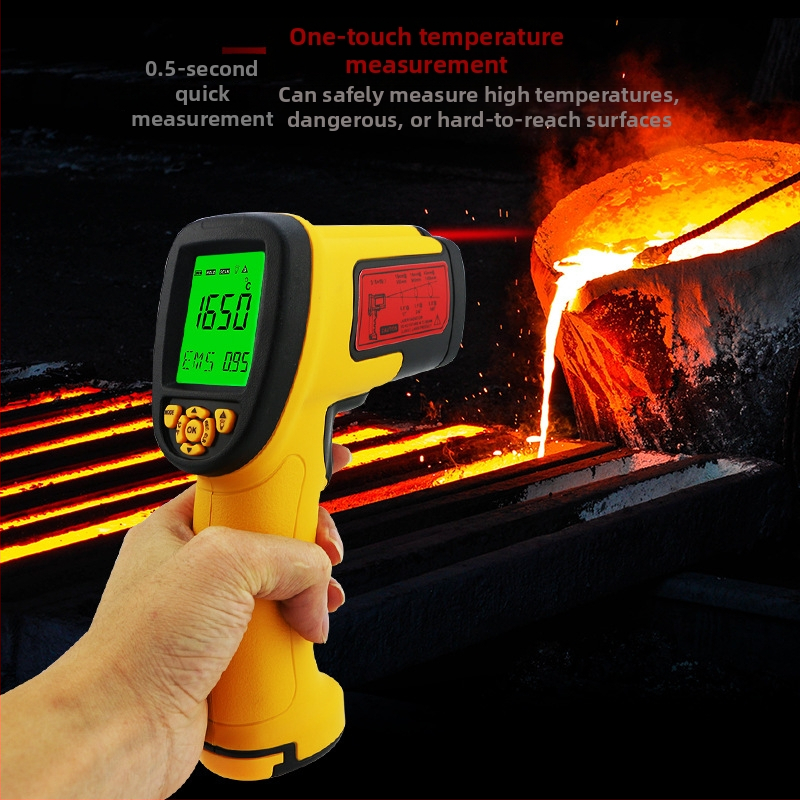 AS882 безконтактен инфрачервен термометър за индустриална употреба – диапазон -50°C до 1650°C, 0,5 s време за реакция, LCD дисплей