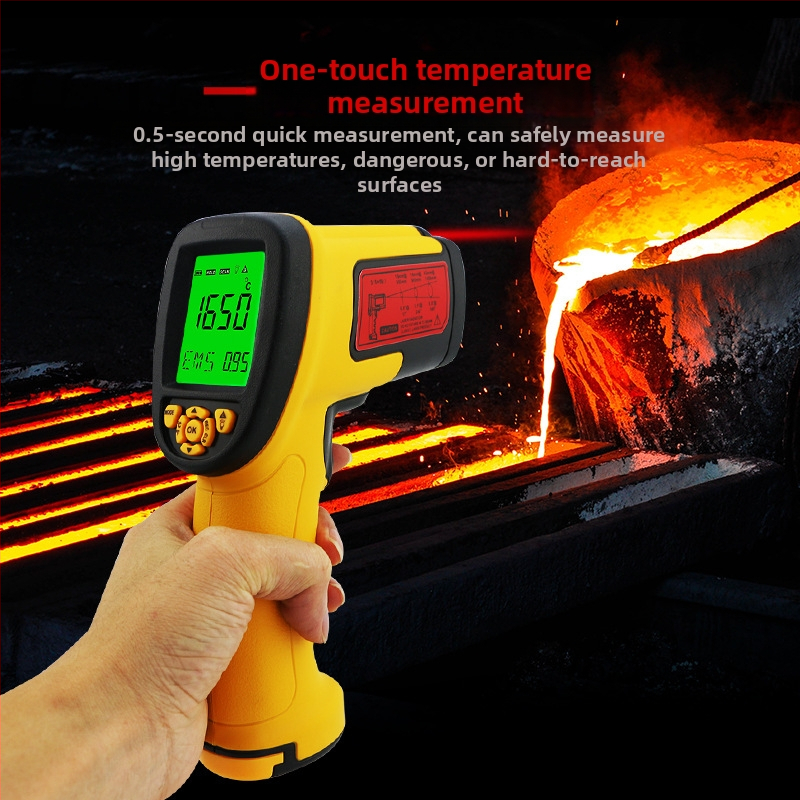 AS882 безконтактен инфрачервен термометър за индустриална употреба – диапазон -50°C до 1650°C, 0,5 s време за реакция, LCD дисплей