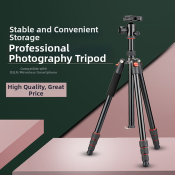 Profesionálny hliníkový tripod na fotografovanie a živé vysielanie s meraním teploty a stojanom na projektora (Max. nosnosť 15 kg; Pracovná výška 1570 mm; Priemer trubky 25 mm; 4 sekcie; Hmotnosť 1,37 kg)