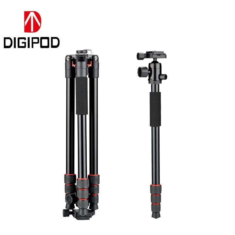 Trepied profesionall din aluminiu pentru fotografie și streaming pe telefon cu monitorizare a temperaturii și suport pentru proiector (Încărcare maximă 15 kg; Înălțime de lucru 1570 mm; Diametru tub 25 mm; 4 secțiuni; Greutate 1.37 kg)