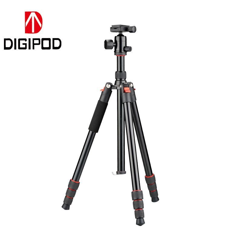 Trepied profesionall din aluminiu pentru fotografie și streaming pe telefon cu monitorizare a temperaturii și suport pentru proiector (Încărcare maximă 15 kg; Înălțime de lucru 1570 mm; Diametru tub 25 mm; 4 secțiuni; Greutate 1.37 kg)