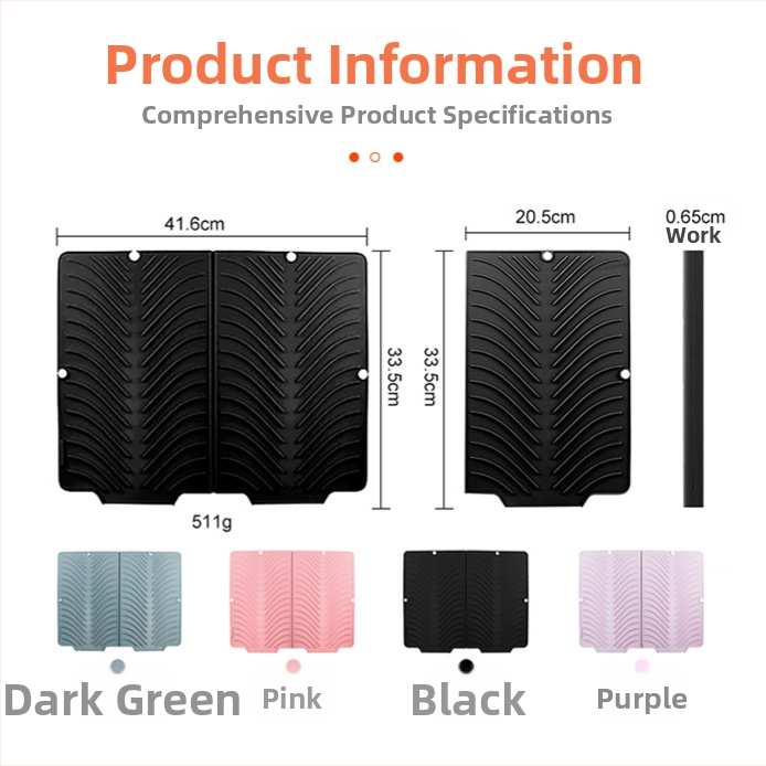 Covoraș de bucătărie din silicon, antiderapant pentru scurgere, îngroșat, rezistent la temperaturi înalte, anti-mucegai