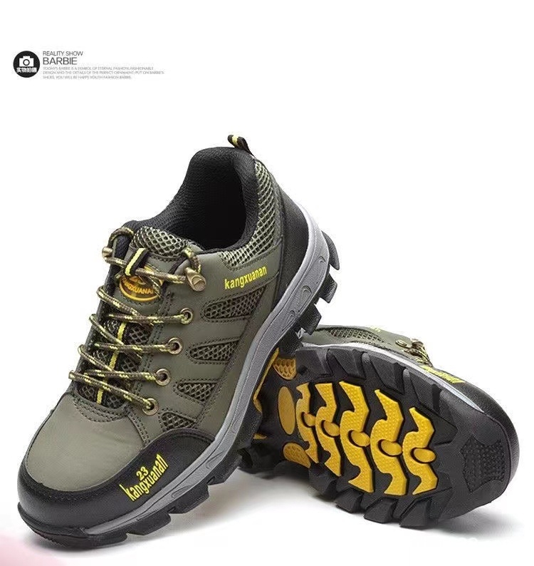 Unisex παπούτσια εργασίας με μεταλλικό δάχτυλο, προστασία κατά κραδασμών και διάτρησης, αναπνοέσιμο ultra-fine δέρμα + πλέγμα, χαμηλός σχεδιασμός ασφαλείας