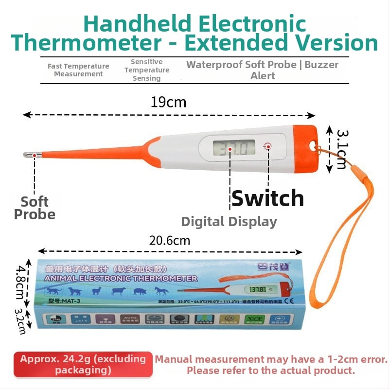 Veterinaarne digitaalne termomeeter sigadele, veistele ja lammastele - loomakasvatuseks