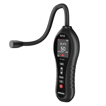 NF-604 Detektor úniku chladiacej látky pre klimatizáciu – rozsah 0–1000 ppm, presnosť 1 ppm, deteguje HCFCs (R22/R32/R123/R124/R141b/R142b/R402a/R4); napájanie 4× AAA batérií