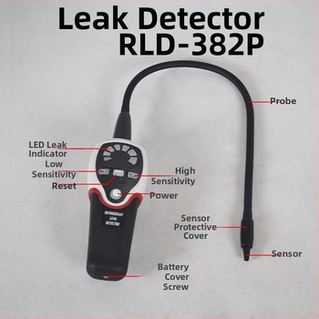 RLD-382P halogénny úniku detektor — detekuje R134A/R12/R22; stabilný, citlivý, s mikroprocesorom
