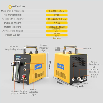 Autool SDT103 Detektor dymi pre automobil EVAP, 110–220V, 0–40°C, Diagnostický nástroj pre automobily, Model SDT103