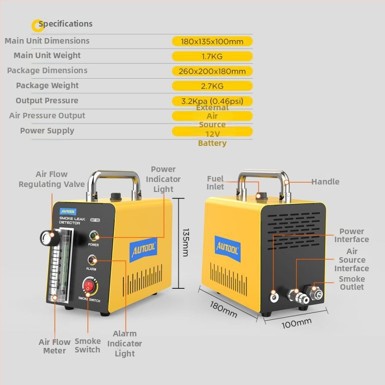 Autool SDT103 Detektor dymi pre automobil EVAP, 110–220V, 0–40°C, Diagnostický nástroj pre automobily, Model SDT103