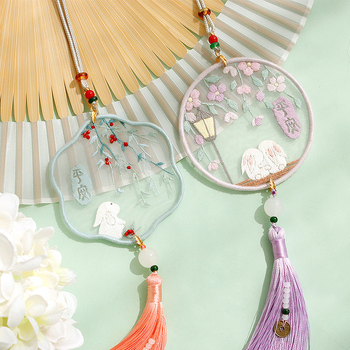 DIY комплект за бродерия с кръстчета за кола — талисман за безопасност, ленено платно, стил Нов китайски стил, серия Китайски вятър, подходящ за начинаещи, подарък за приятеля