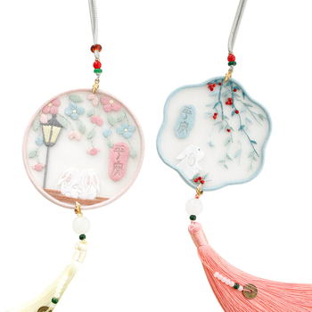 DIY комплект за бродерия с кръстчета за кола — талисман за безопасност, ленено платно, стил Нов китайски стил, серия Китайски вятър, подходящ за начинаещи, подарък за приятеля