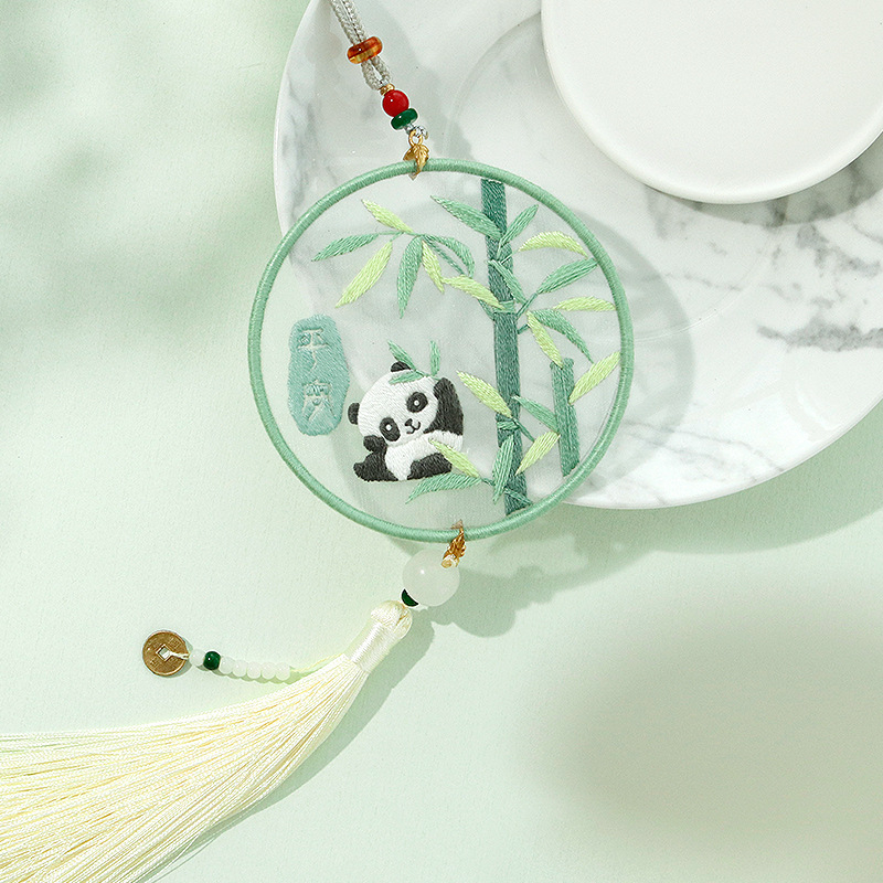 DIY комплект за бродерия с кръстчета за кола — талисман за безопасност, ленено платно, стил Нов китайски стил, серия Китайски вятър, подходящ за начинаещи, подарък за приятеля