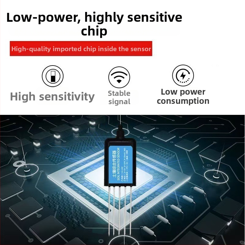 Talajtermékenység-mérő készülék nedvességre, hőmérsékletre, EC-re és pH-ra — nitrogén és foszfor indikátorok