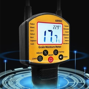 AR991 Gabona nedvességmérő — rizs, kukorica, búza, szója számára; intelligens és pontos, mérési tartomány 5–51%, ismételhetőség 0,2%