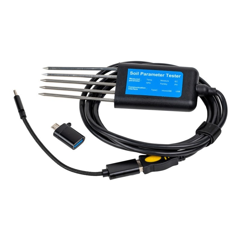 Сензор за мониторинг на почвата USB осем в едно: EC, температура, влажност на почвата, pH и NPK