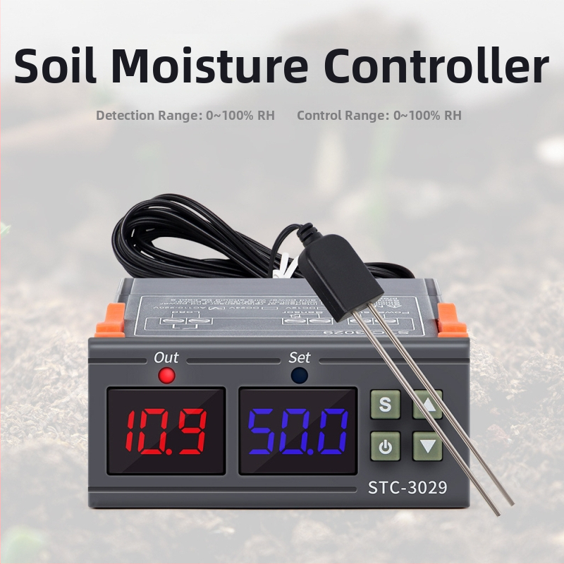 STC-3029 Upravljač vlage tla, 220V za staklenik, mjerenje temperature i vlage tla