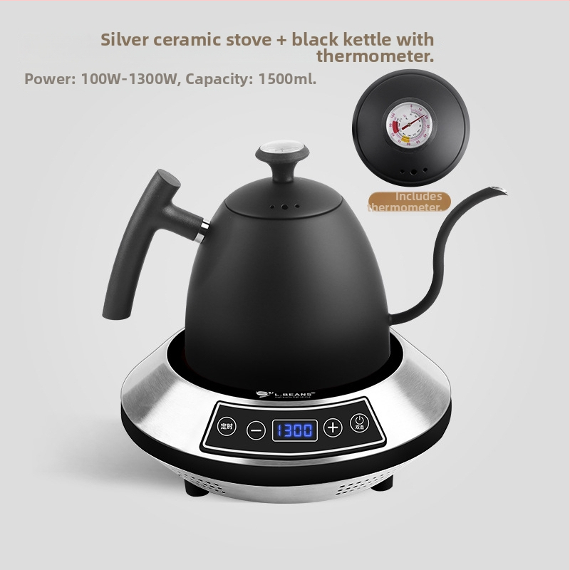 Kávová kanvička s dlhým výtokom na ručné prípravy kávy, nerezová oceľ, elektrické zahrievanie, značka l-ebans, možnosť potlače loga, uvedenie 2024