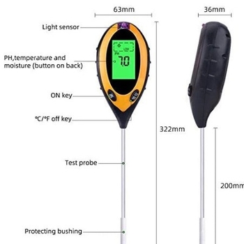 4-u-1 tester tla s pH, mjerač svjetla i termometar (Model RZ89)