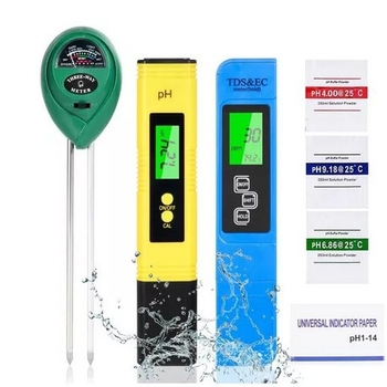 PH mjerač za tlo TDSPPM, digitalni PH/EC komplet s termometrom, 3-dijelni set
