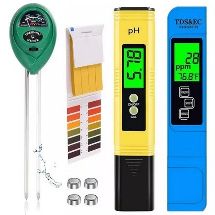 PH mjerač za tlo TDSPPM, digitalni PH/EC komplet s termometrom, 3-dijelni set