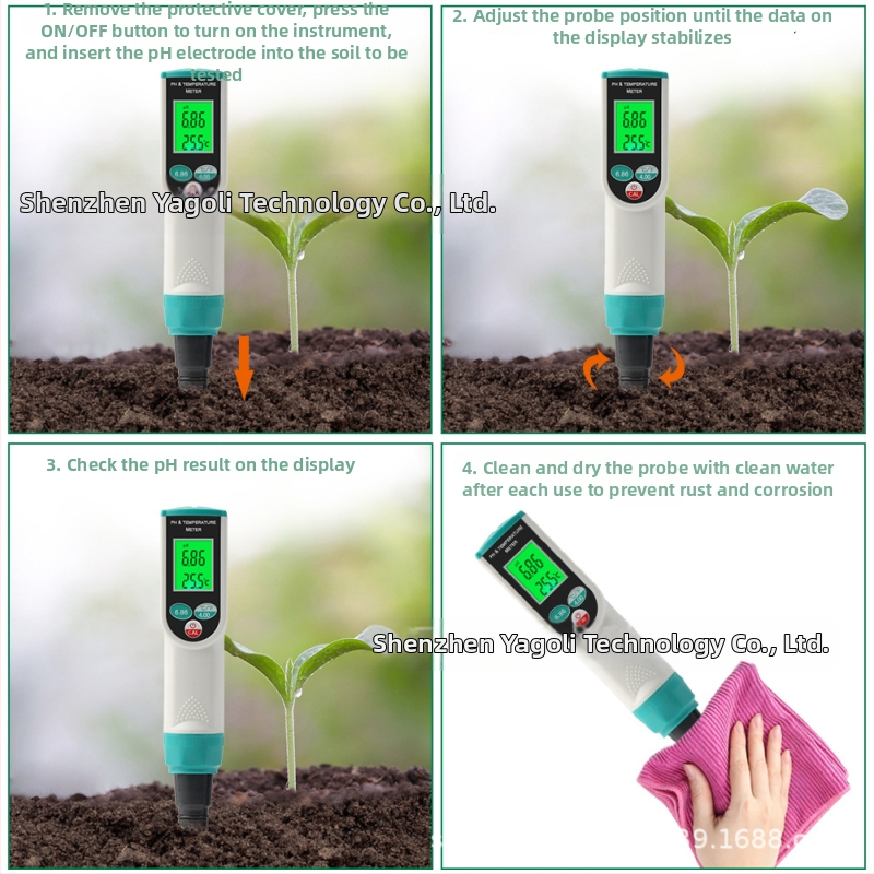 Yago PH-2023-D 2-u-1 tester tla za pH i temperaturu tla za poljoprivredu i hortikulturu