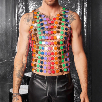 Korea stiilis sädelev võrguvest, varrukateta, vaba lõige, polüesterkangas, kolaaži detailid, suvi 2025