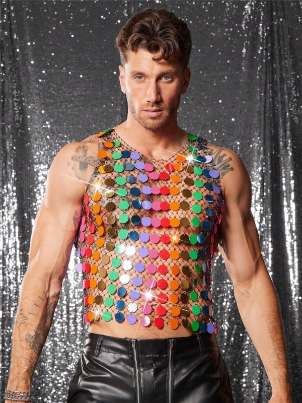 Korea stiilis sädelev võrguvest, varrukateta, vaba lõige, polüesterkangas, kolaaži detailid, suvi 2025