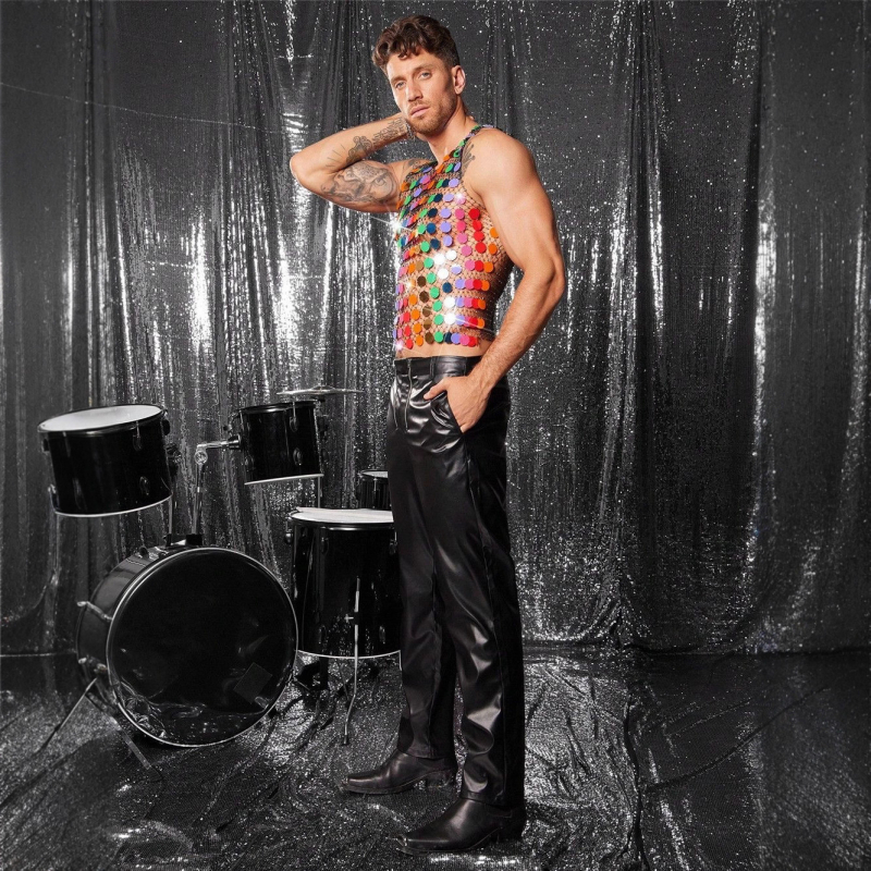 Korea stiilis sädelev võrguvest, varrukateta, vaba lõige, polüesterkangas, kolaaži detailid, suvi 2025