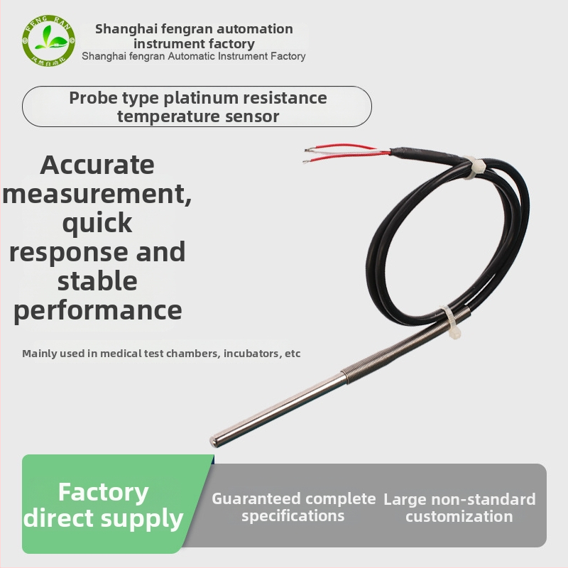 Pt100 RTD temperaturni senzor – potopni tip, raspon -200 do 500 °C, preciznost klase A/B, izlaz 2/3/4 vodova, kućište od nehrđajućeg čelika 304/SS316