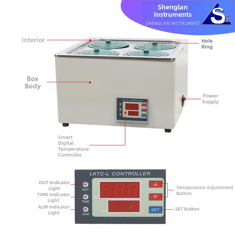 Υδρόλουτρο τεσσάρων οπών από ανοξείδωτο ατσάλι, ψηφιακός έλεγχος θερμοκρασίας, μοντέλα HH-1/HH-2/HH-4/HH-6, εύρος θερμοκρασίας 10, ομοιομορφία 0.5