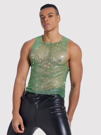 Unisex bez rukava T-shirt vest, slim fit, okrugli vrat, poliester, ukras kristalima