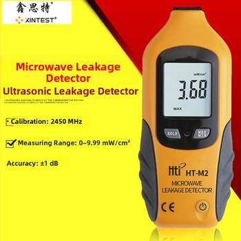 HT-M2 Detektor mikrovlnných únikov, merač elektromagnetického žiarenia, rozsah merania 0–9.99 mW/cm², presnosť ±1 dB, rozlíšenie 0.01, napájanie 9V batériou