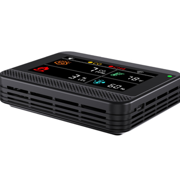 Sanxie A1 4‑in‑1 gázriasztó és szénmonoxid‑érzékelő hőmérséklet‑ és páratartalom mérővel, DC5V, 0–999 ppm, pontosság ±5%