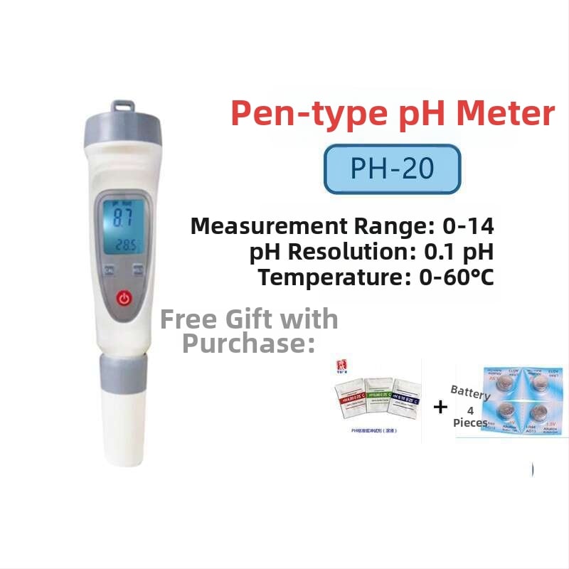 Prenosný pH meter PH-20 s digitálnym displejom, vstavaná kompozitná elektróda, presnosť ±0,1 pH