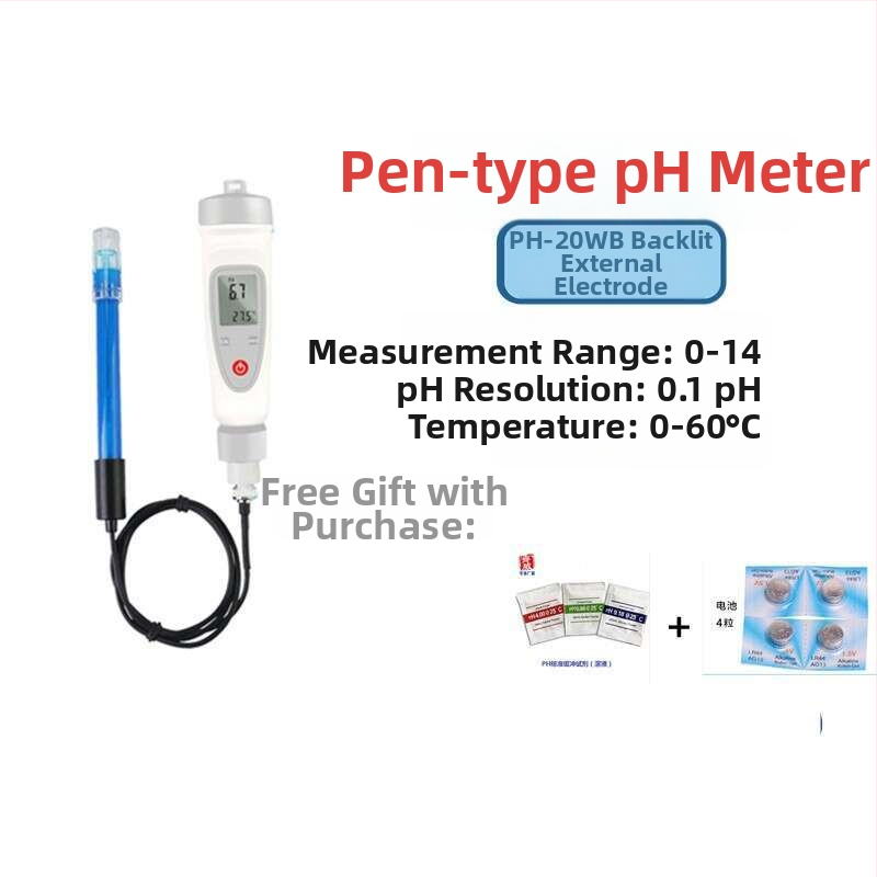 Prenosný pH meter PH-20 s digitálnym displejom, vstavaná kompozitná elektróda, presnosť ±0,1 pH