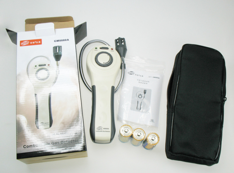 GM8800A hordozható éghető gáz detektor, mérési tartomány 0–100%, pontosság 2S, tápegység 1.5V×3.