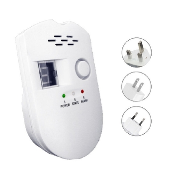 Alarmă de gaz cu priză triunghi Britanic standard BRJ-502, 110–240 V, detecție 360°, acoperire 20 m², -10…+50 °C