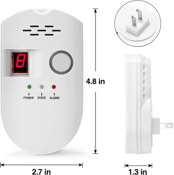 Alarmă de gaz cu priză triunghi Britanic standard BRJ-502, 110–240 V, detecție 360°, acoperire 20 m², -10…+50 °C