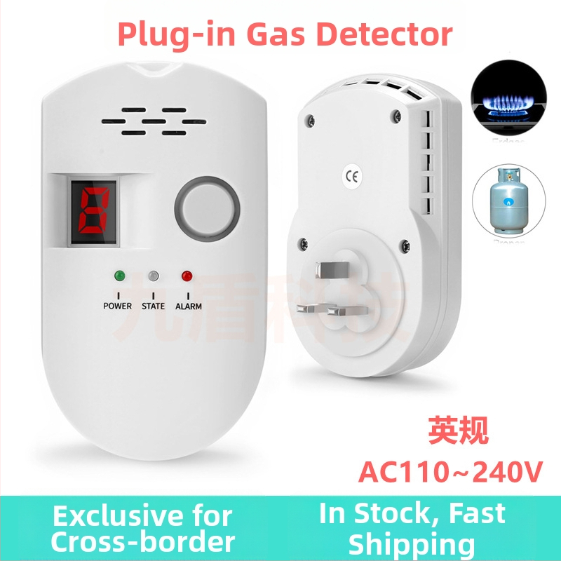 Detektor úniku plynu, 360° detekcia, 110-240V, nástenná montáž, dosah 20 m², trvalý alarm