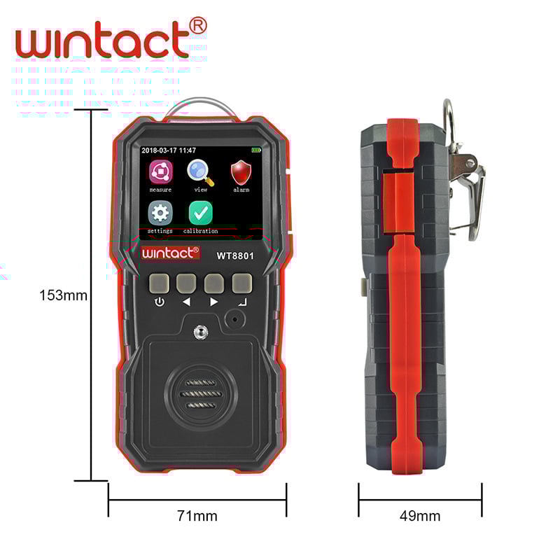Hordozható gyúlékony gáz detektor WT8801, 0–100% LEL tartomány, pontosság ±5% FS, DC 3.7V 1800mAh akkumulátor