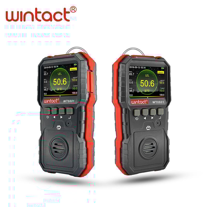 Hordozható gyúlékony gáz detektor WT8801, 0–100% LEL tartomány, pontosság ±5% FS, DC 3.7V 1800mAh akkumulátor