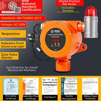 Prenosný detektor úniku plynu s alarmom a uzatváracím ventilom pre horľavé plyny – rozsah merania 20% LEL, presnosť ±3% LEL, 220V napájanie cez zásuvku
