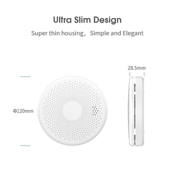 CS01W Detector fără fir de fum și CO, detectare la 360°, alarmă sonoră și luminoasă, alimentare cu baterie AA 1,5V