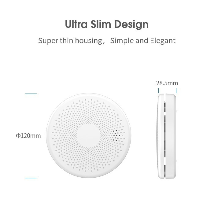 CS01W Detector fără fir de fum și CO, detectare la 360°, alarmă sonoră și luminoasă, alimentare cu baterie AA 1,5V